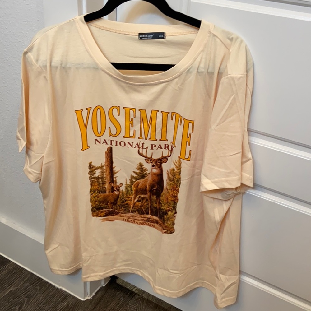 shein yosemite park cream t shirt